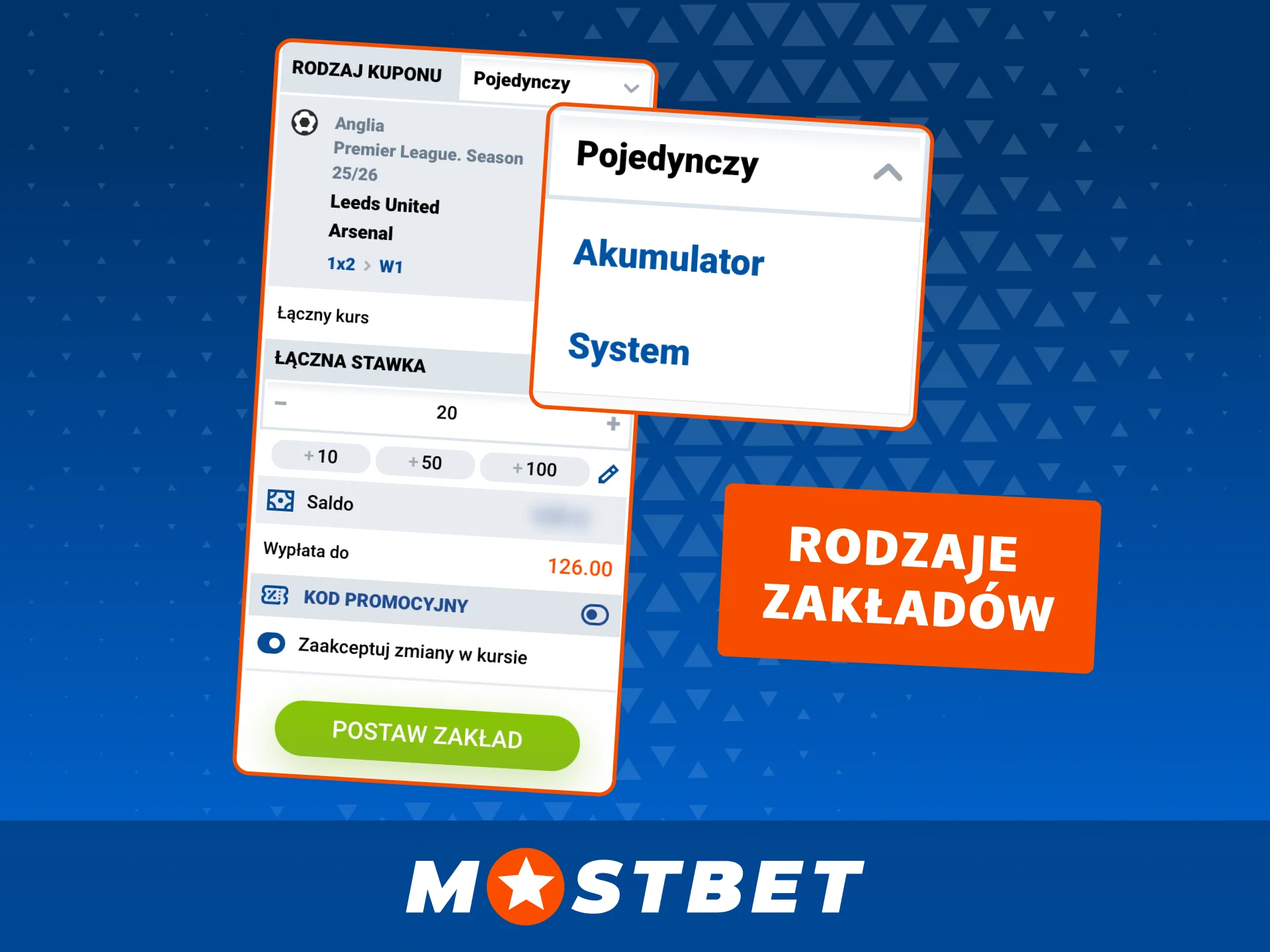 Wybierz rodzaj zakładu w Mostbet i obstawiaj po swojemu.