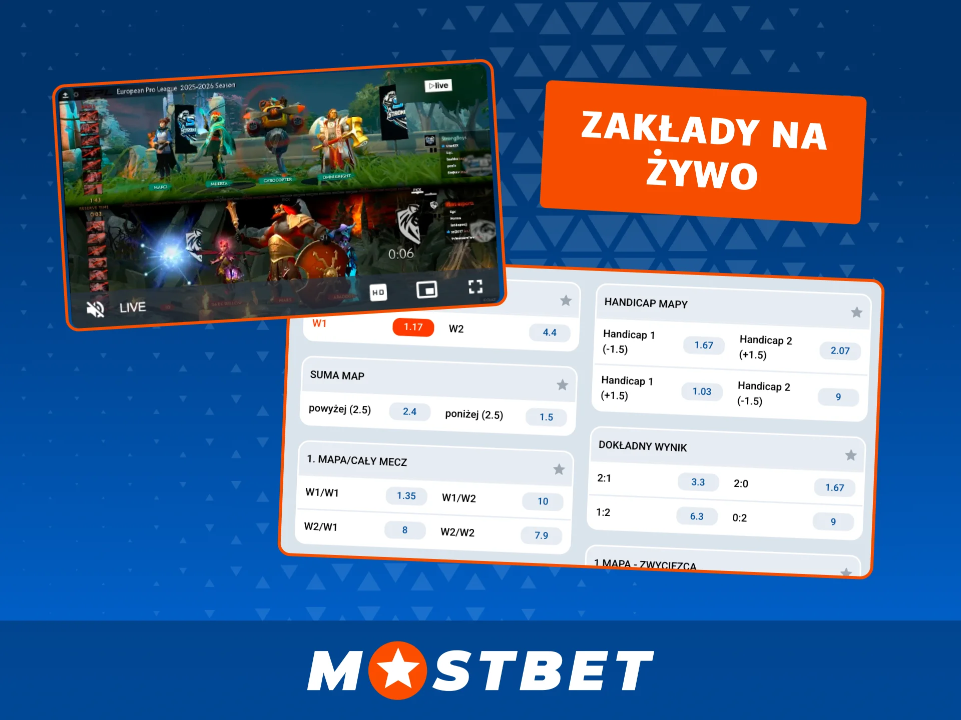 Obstawiaj eSport na żywo w Mostbet i reaguj na bieżące wydarzenia.