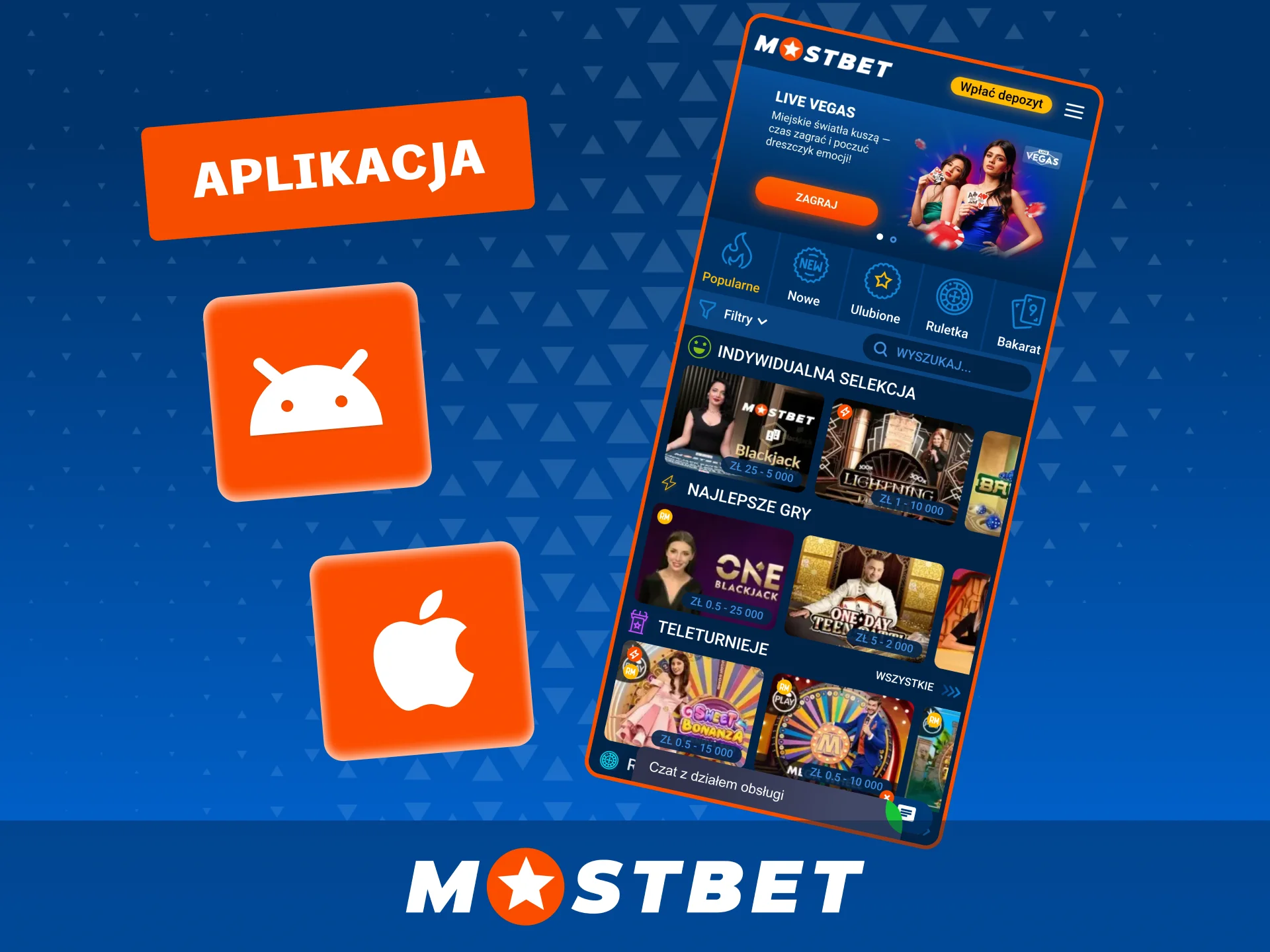 Zainstaluj aplikację mobilną Mostbet i graj w kasyno na żywo w dowolnym miejscu.