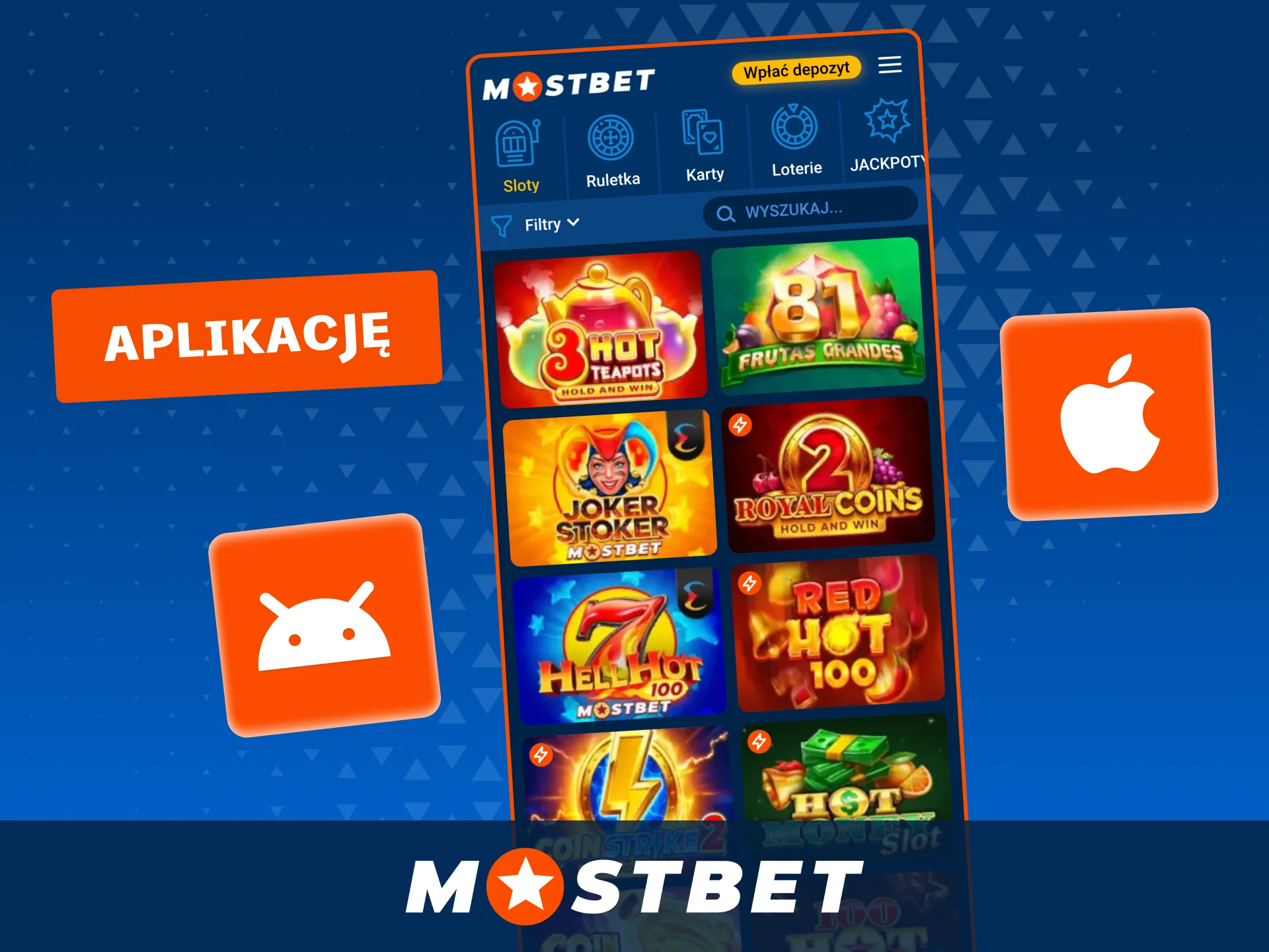 Pobierz aplikację Mostbet i graj w sloty wygodnie na telefonie lub tablecie.